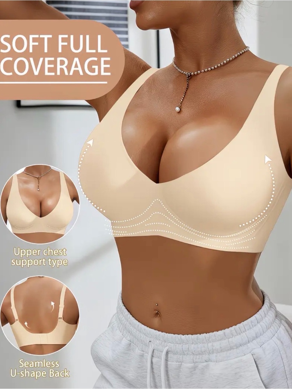 Seamless Full Coverage Comfort Jelly Bra - Cream